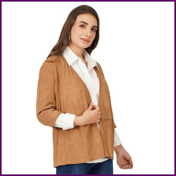 Suede Leather Jacket Size 36 Classic Style Comfortable Design